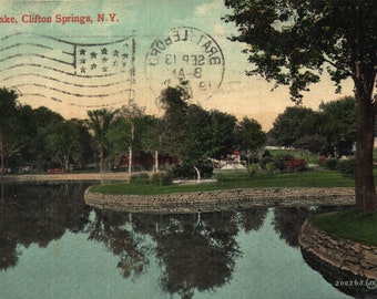 Vintage Pre-Linen Postcard The Lake Clifton Springs New York 1910s