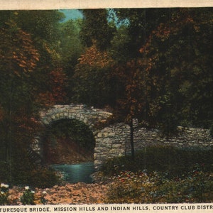 Vintage Postkarte Postkarte Malerische Bridge Mission Hills and Indian Hills Country Club District Kansas City Missouri 1920er Jahre