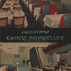 Carte postale en lin vintage Midtown Chinese Rathskeller 125 West 51st NYC New York des années 40