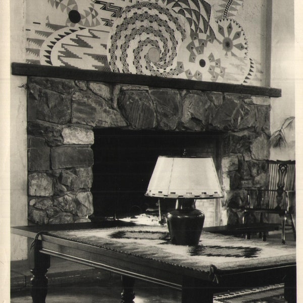 Vintage Real Photo Postcard The Ahwahnee Lodge Fireplace Yosemite California