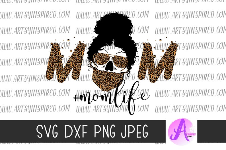 Download Mom Life Skull Leopard print Retro Sublimation PNG face ...