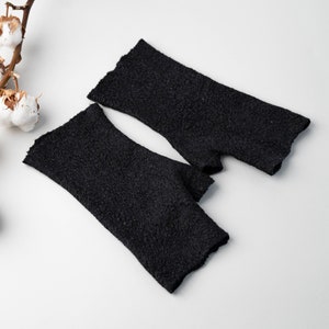 Handmade black arm warmers Felted wool fingerless gloves Gift for women Wool mittens Charcoal grey seamless mitts