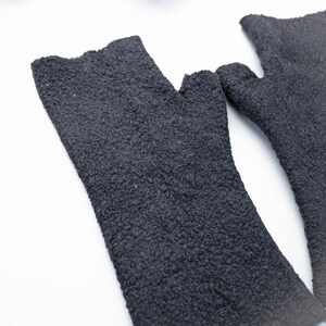 Handmade black arm warmers Felted wool fingerless gloves Gift for women Wool mittens Charcoal grey seamless mitts