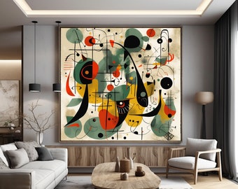 Lámina de arte abstracto inspirada en Joan Miró: Decoración surrealista para el hogar (descarga digital)