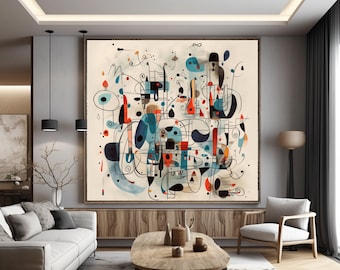 Impresión artística inspirada en Joan Miró: Lienzo surrealista abstracto (descarga digital)