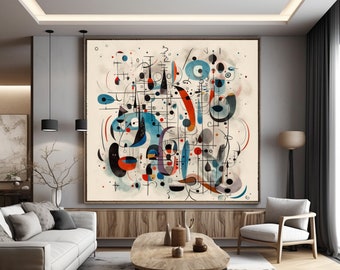 Impresión artística inspirada en Joan Miró: Lienzo surrealista abstracto (descarga digital)