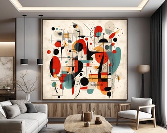 Lámina de arte abstracto inspirada en Joan Miró: Decoración surrealista para el hogar (descarga digital)