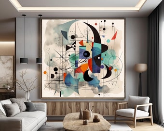 Lámina de arte abstracto inspirada en Joan Miró: Decoración surrealista para el hogar (descarga digital)