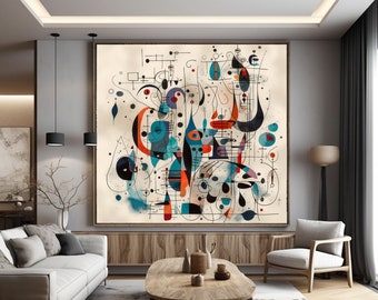 Lámina de arte abstracto inspirada en Joan Miró: Decoración surrealista para el hogar (descarga digital)