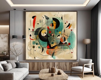 Lámina de arte abstracto inspirada en Joan Miró: Decoración surrealista para el hogar (descarga digital)