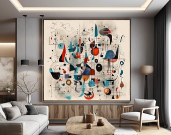 Impresión artística inspirada en Joan Miró: Lienzo surrealista abstracto (descarga digital)
