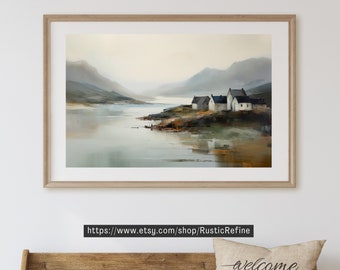 Moody Seascape Painting: Vintage Coastal Art Print (Digital Download)