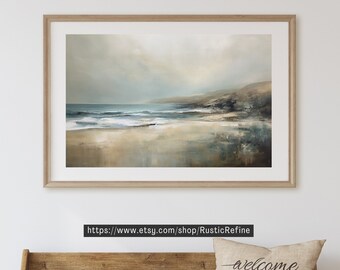 Moody Seascape Painting: Vintage Coastal Art Print (Instant Download)