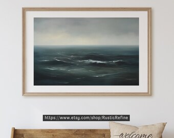 Moody Seascape Print: Vintage Coastal Painting (Digital Download)