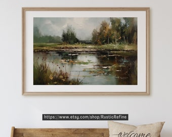 Muted Green Landscape Print: Soft Tonal Country Field (Digital Download)