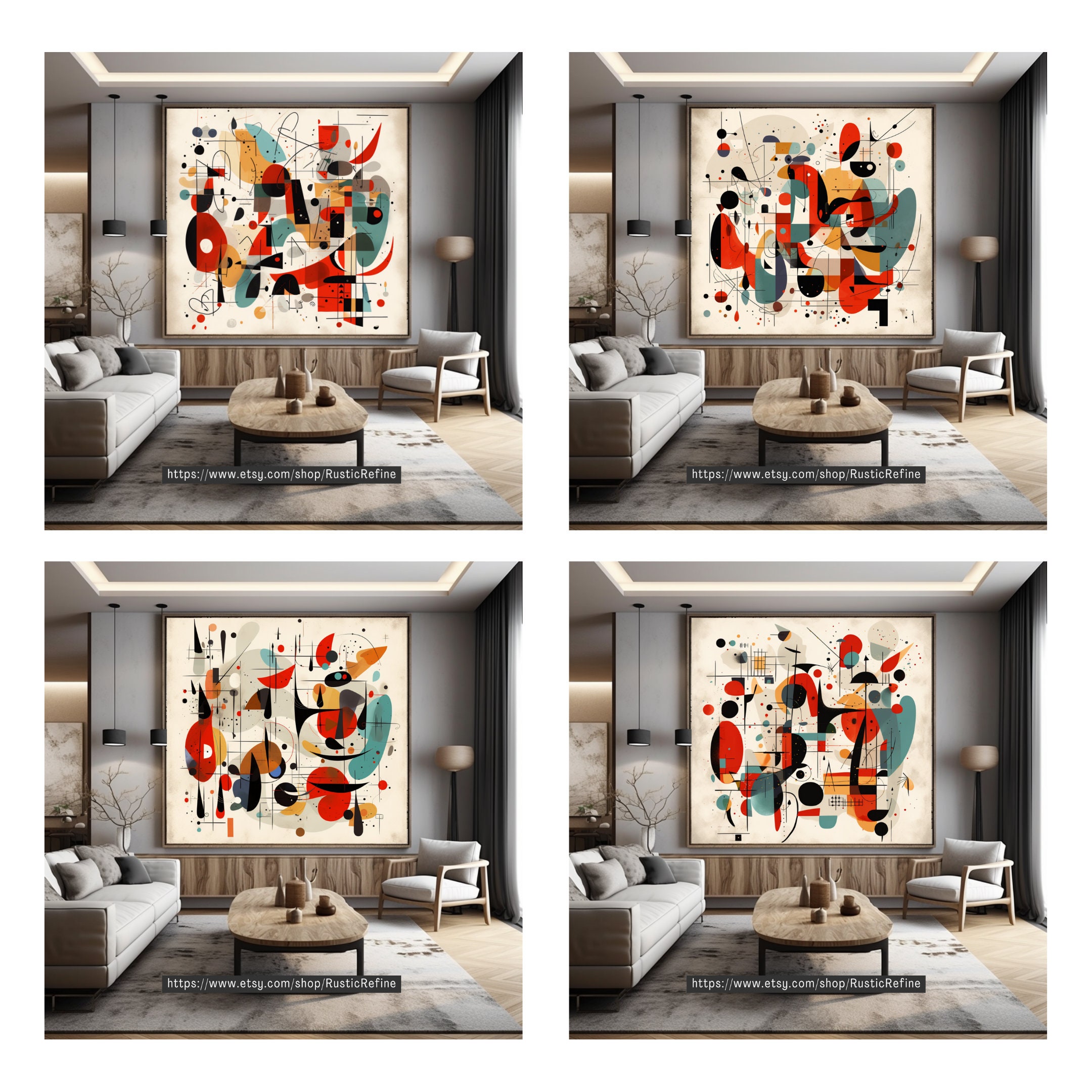 Joan Miro Inspired Printable Wall Art, Set of 18 Digital Print BUNDLE ...