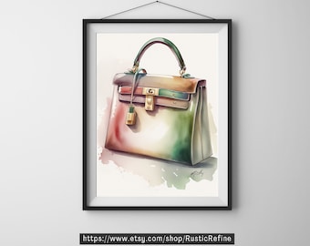 Impresión en acuarela de Kelly Bag: Ilustración de moda (Descarga digital)