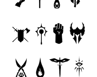 Clases DND svg, dfx, eps, jpg, bmp y pdf Dungeons and Dragons Clipart, archivos de corte para Cricut, CNC y svg