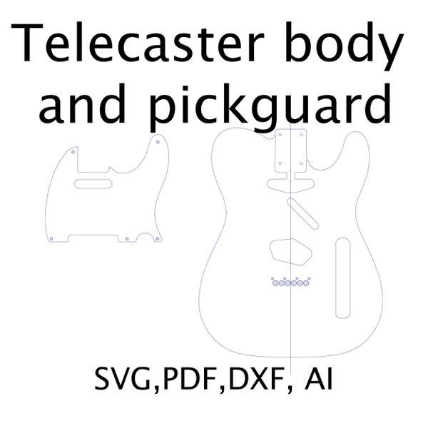 Telecaster body and Pickguard  electric guitar PLANS to make this guitar - digital download in pdf, ai, dfx and svg formats