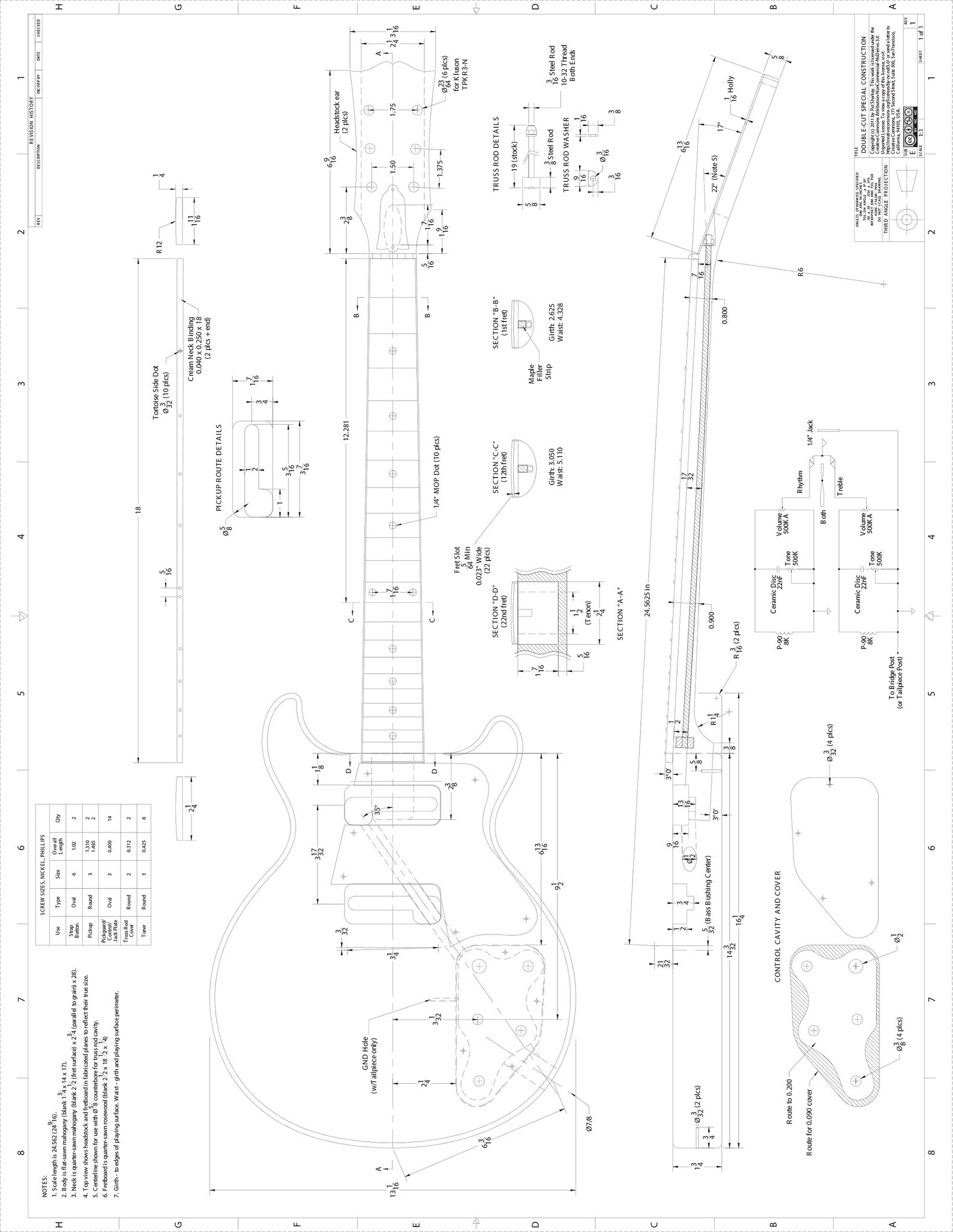 Gibson LP Double Cut Away Style Electric Guitar PLANS to Make This