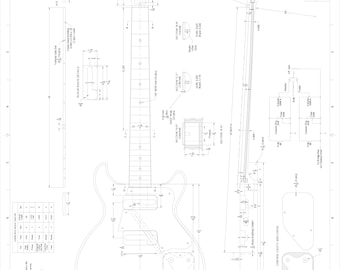 Gibson LP Double Cut away style electric guitar PLANS to make this guitar - digital download in png, ai, dfx and svg formats
