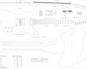 Gibson Firebird guitarra eléctrica PLANES para hacer esta guitarra - descarga digital en formatos png, ai, dfx y svg