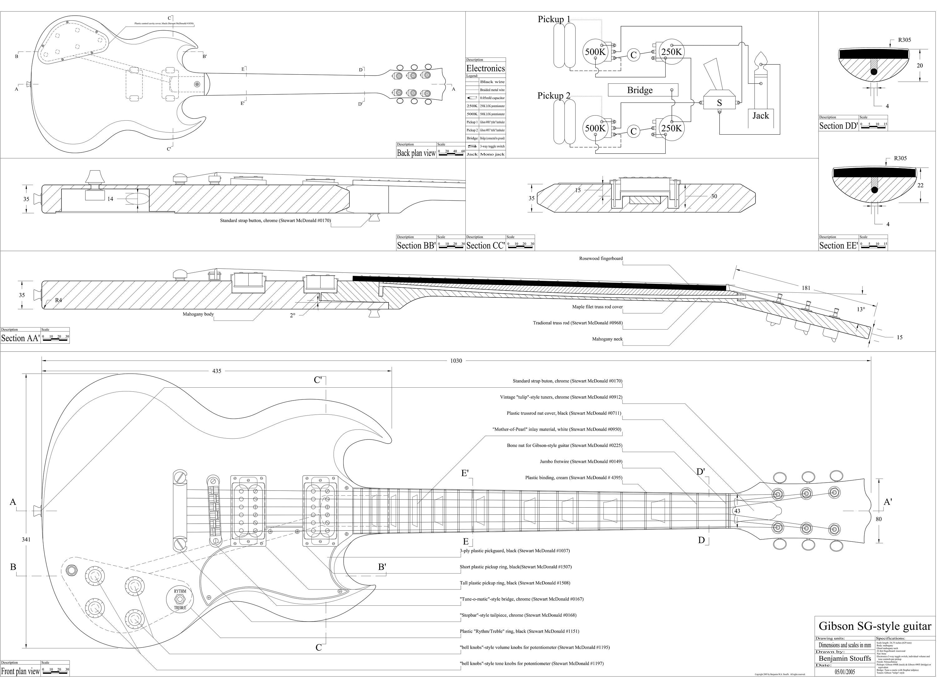 Gibson SG Electric Guitar PLANS to Make This Guitar Digital Etsy UK