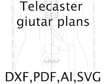 Telecaster electric guitar PLANS to make this guitar - digital download in pdf, ai, dfx and svg formats
