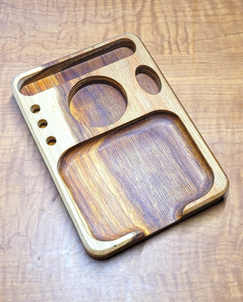 Wood Rolling Tray Hardwood Canary Wood Handmade Wood Mini Rolling Tray