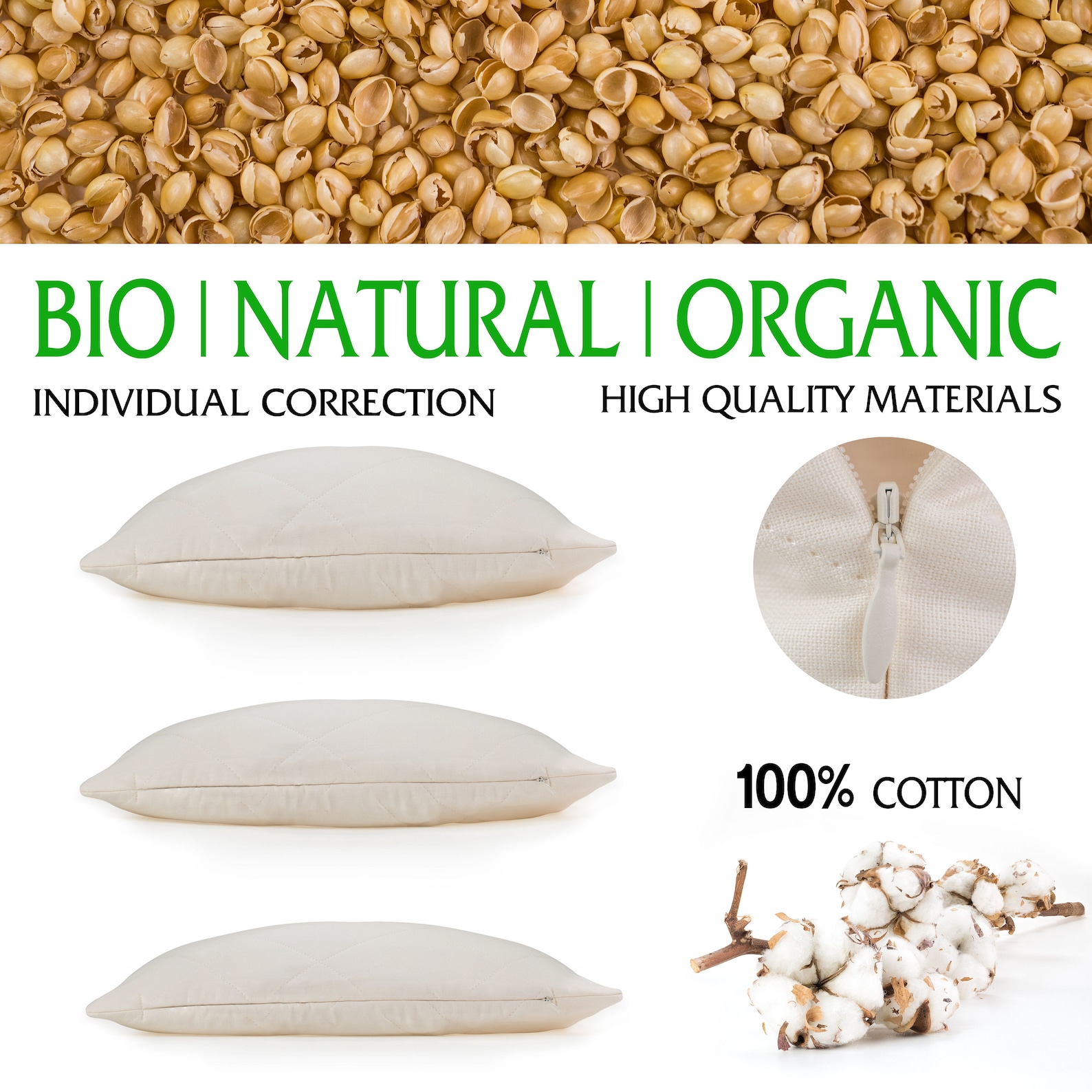 Organic Millet Hulls Husk Pillow Cushion Breathable Natural Etsy