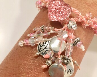 Pink Heart with Crystals