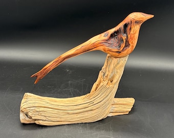 Scissor Tail Fly Catcher, Bristlecone Pine  Sculpture; Authentic Cherokee Made