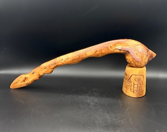 Award Winning Ball Head War Club, Snake Design, Burly Wood; Authentic Cherokee  Made