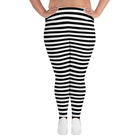 Black \u0026 White Striped Leggings | Etsy 