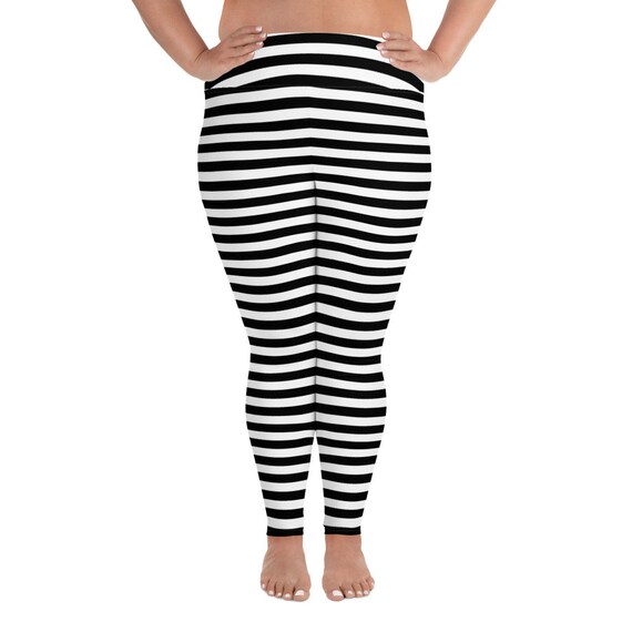 Black \u0026 White Striped Leggings | Etsy 