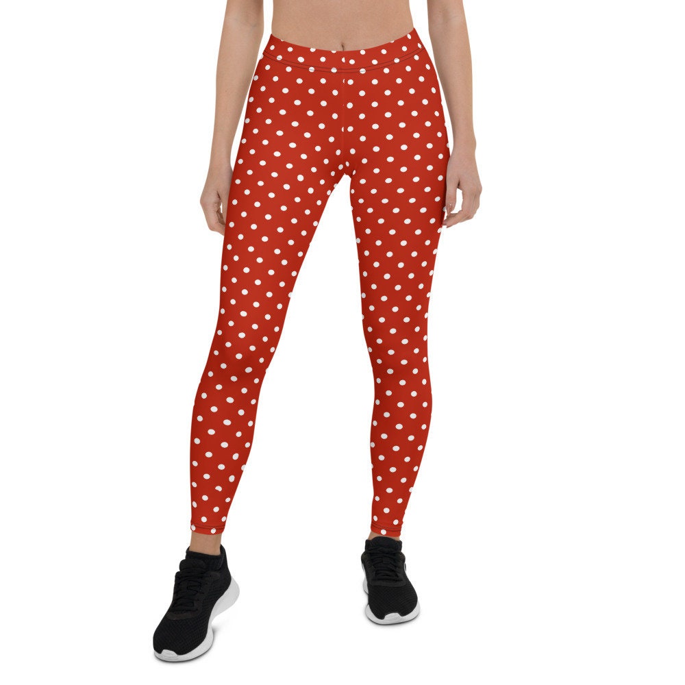 Red \u0026 White Polka Dots Leggings | Etsy 