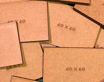 Bases rectangulares de MDF de 40 x 60 mm