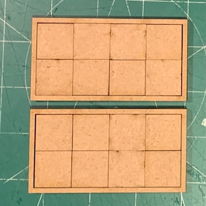 Pair of 20mm Square &quot;Sharp Practice&quot; Rank & File Trays (8 Figure)  4/4 Linear MDF