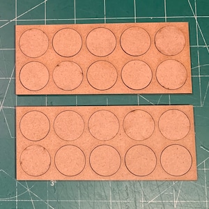 Pair of 25mm Round &quot;Infamy, Infamy&quot; Rank & File Trays (10 Figure) 5/5 Linear MDF