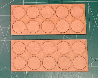 Pair of 25mm Round &quot;Infamy, Infamy&quot; Rank & File Trays (10 Figure) 5/5 Linear MDF