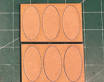 Pair of 25 x 50mm Oval Cavalry (Mounted) Movement Trays (3 Figure) Linear MDF