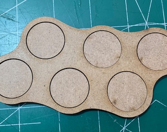 Pair of 25mm Round Skirmish Trays (6 Figure) 3/3 Stagger Offset MDF