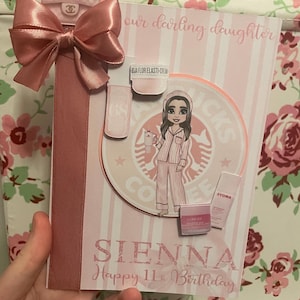 Carte d'anniversaire rose soins de la peau/fille