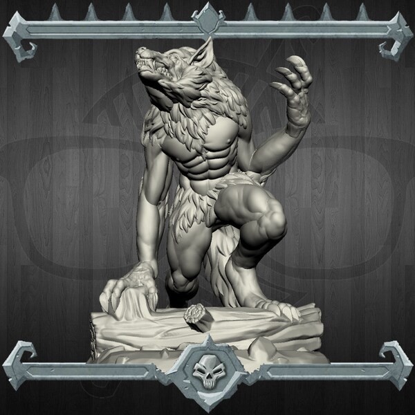 Silverfang, the Terror of the Full Moon | Werewolf Miniature for Tabletop games like D&D and War Gaming