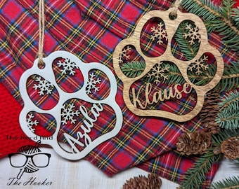 Pet Christmas Ornament | Snowflake Paw Print | Custom Christmas Ornament | Personalized Dog or Cat Gift