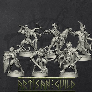 Ashen Alfar Inquisitors and Priests | Modular Drow | Elf miniature for Tabletop games like D&D and War Gaming