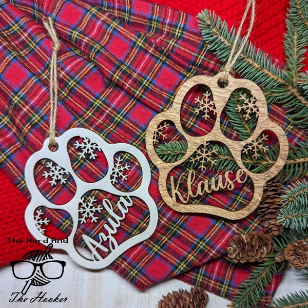Pet Christmas Ornament | Snowflake Paw Print | Custom Christmas Ornament | Personalized Dog or Cat Gift