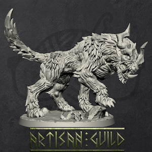 Gorefang the Great Worg | Dire Wolf | Orc Barbarian Mount miniature for Tabletop games like D&D and War Gaming