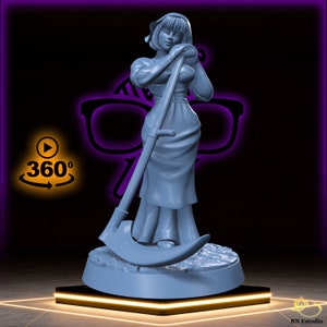 Rosalia | Female Reaper | Farmhand | Female Townsfolk miniature for Tabletop games like D D and War Gaming| Dungeons and Dragons Mini | RN