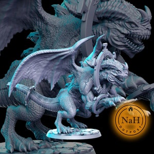 Sand Dragon | Bound Blue Dragon miniature for Tabletop games like D&D and War Gaming| Dungeons and Dragons Mini | RN estudio